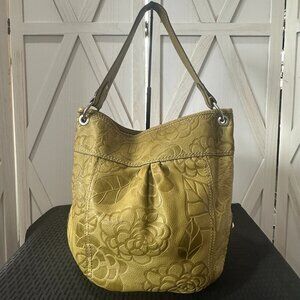 Fossil Tooled Leather Pleated Hobo Bag